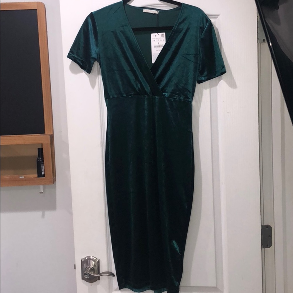Zara Green Velvet Dress